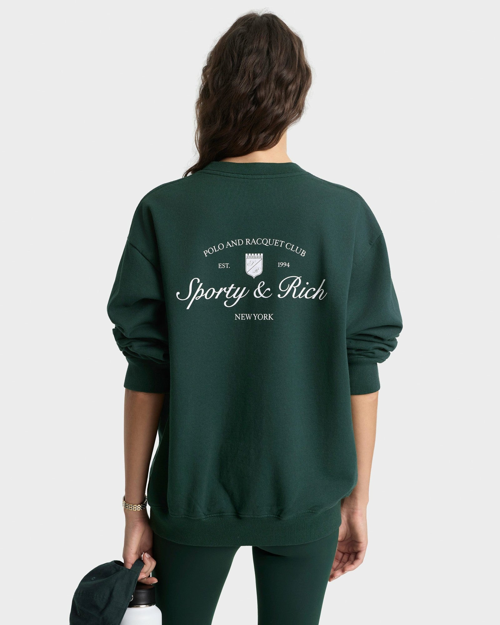 Syracuse Crewneck - Forest/White Sporty & Rich For Sale
