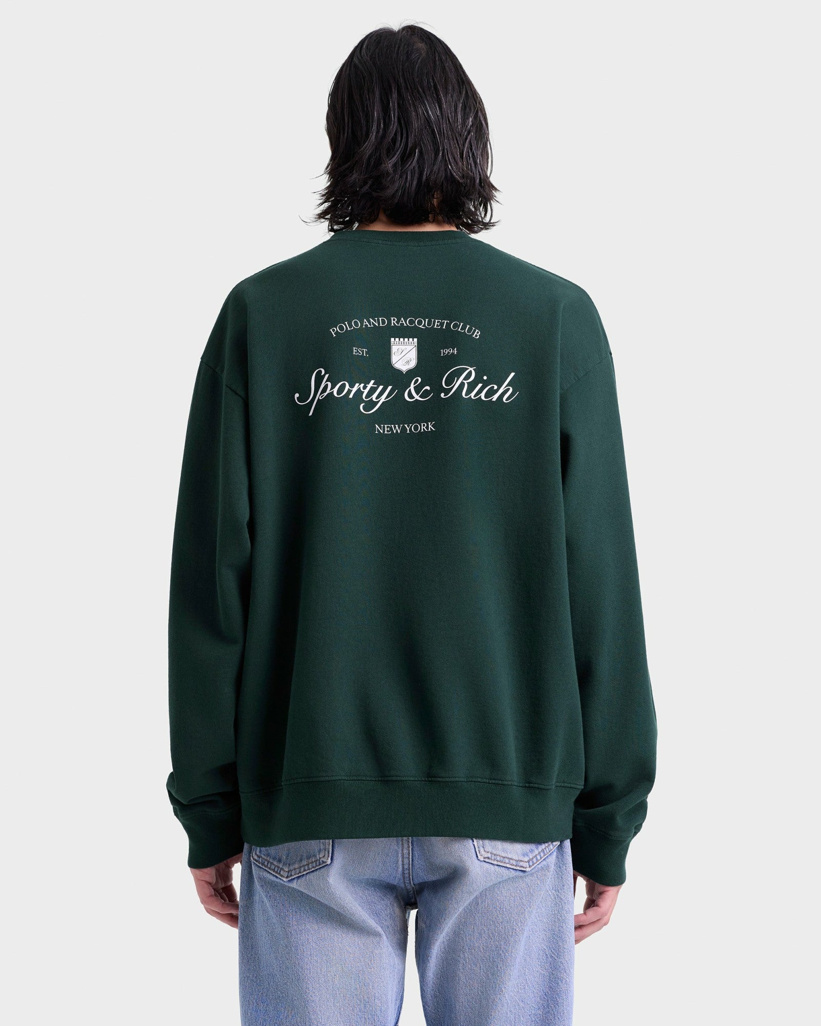 Syracuse Crewneck - Forest/White Sporty & Rich For Sale