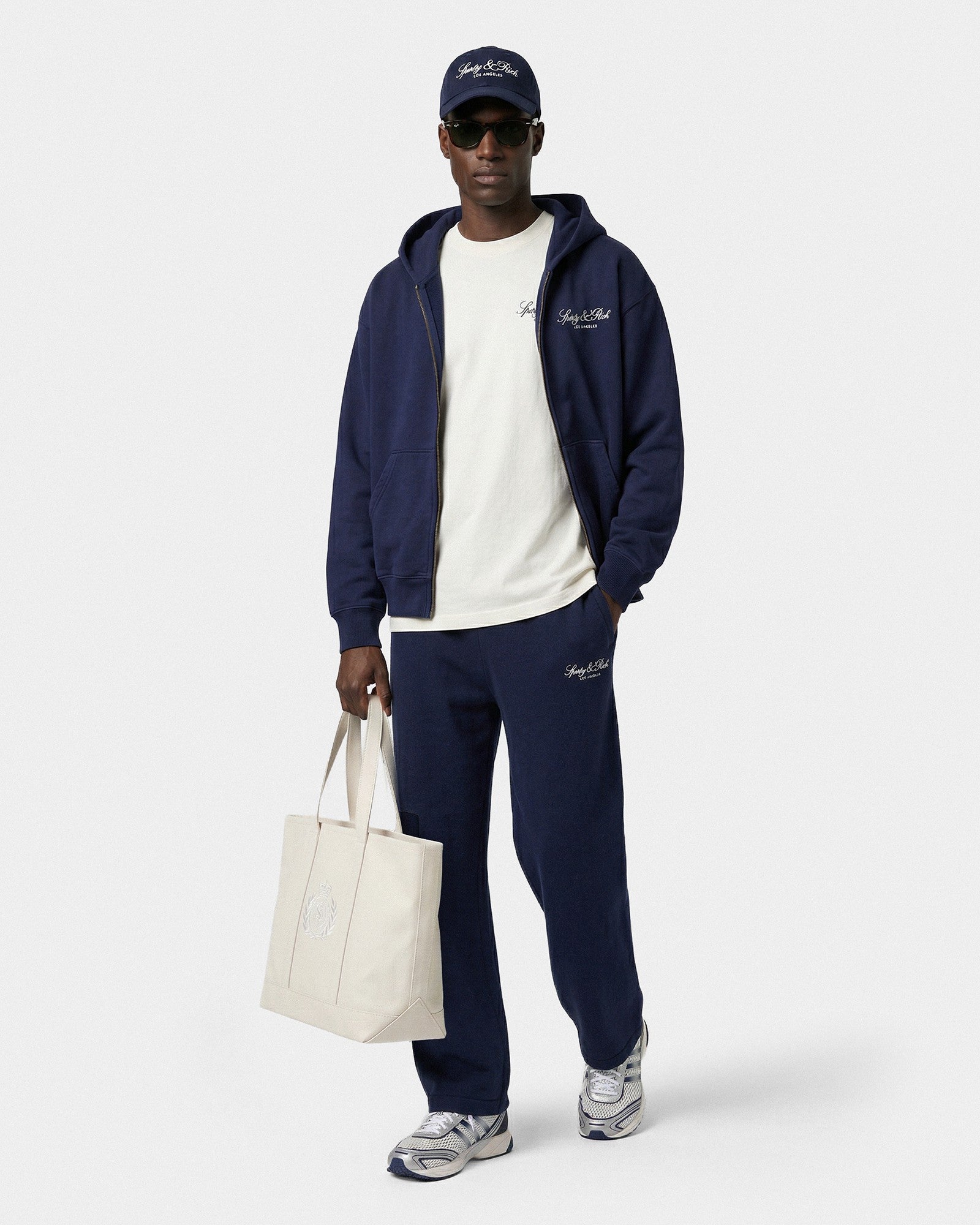 Vendome LA Embroidered Zip Hoodie - Navy/White Sporty & Rich Outlet