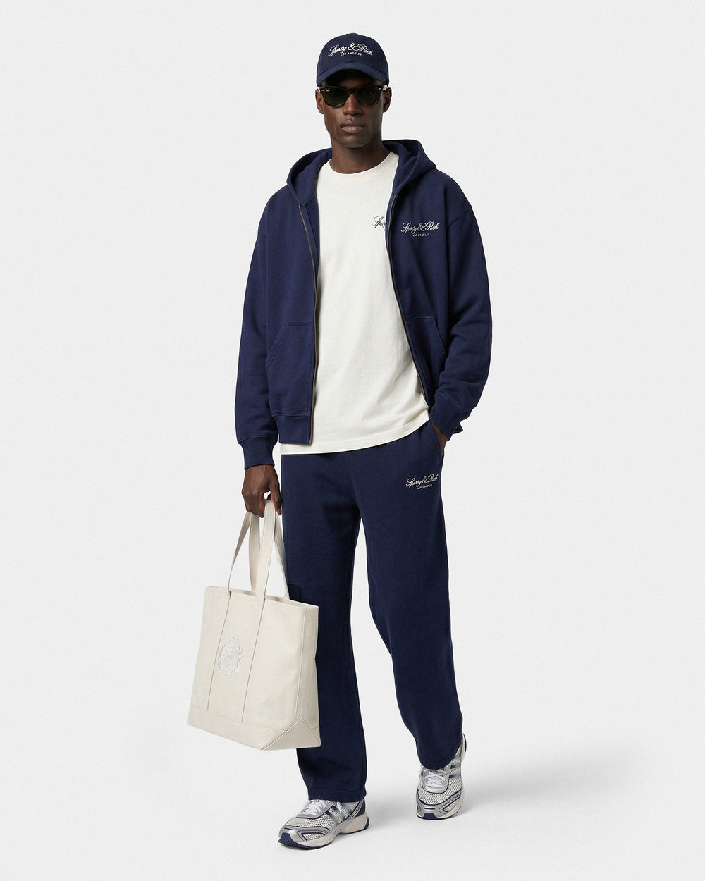 Vendome LA Embroidered Zip Hoodie - Navy/White Sporty & Rich Outlet