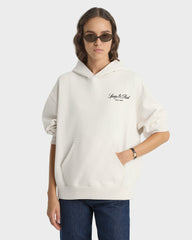 Vendome Script Embroidered Hoodie - Ecru/Chocolate Sporty & Rich US