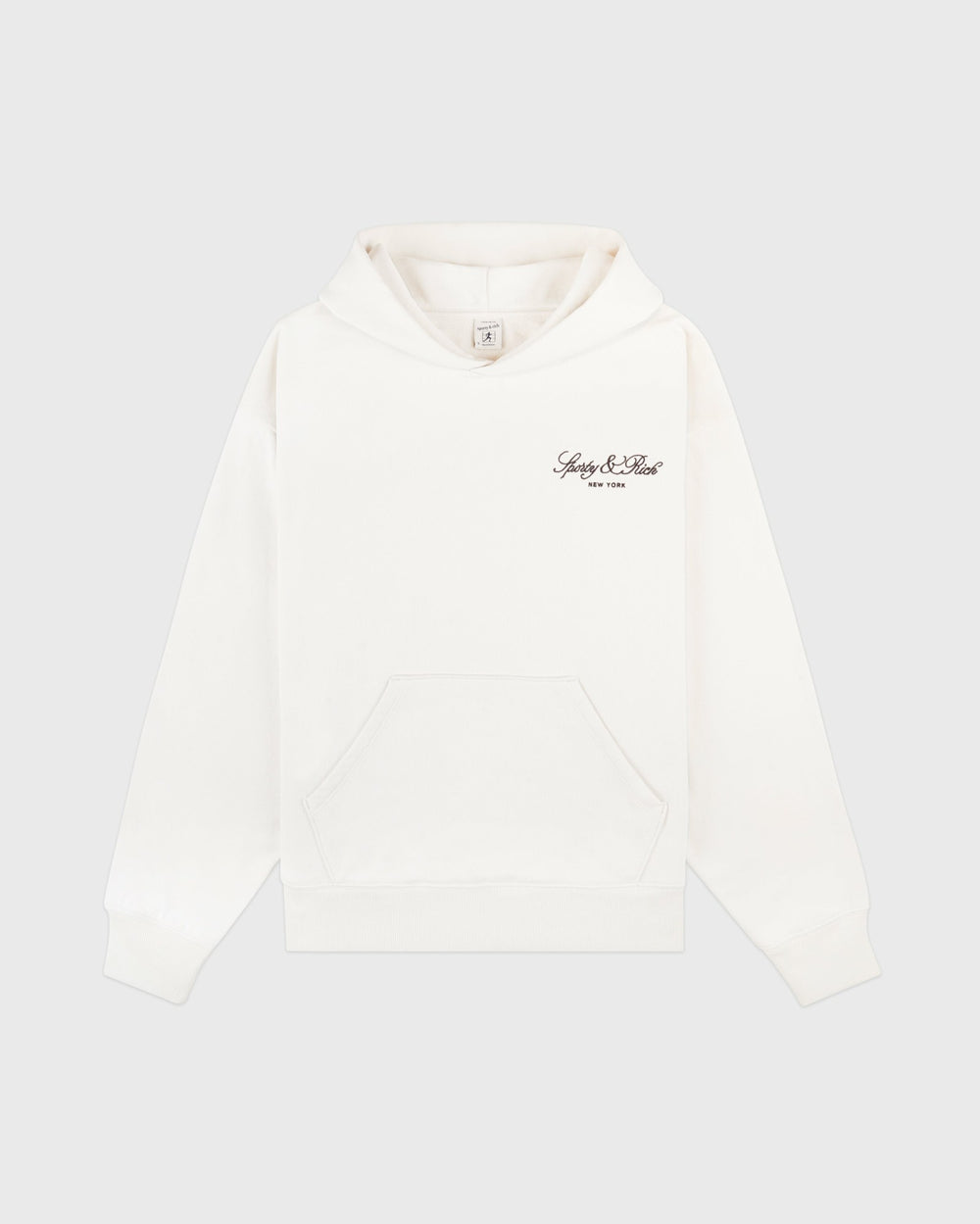 Vendome Script Embroidered Hoodie - Ecru/Chocolate Sporty & Rich US