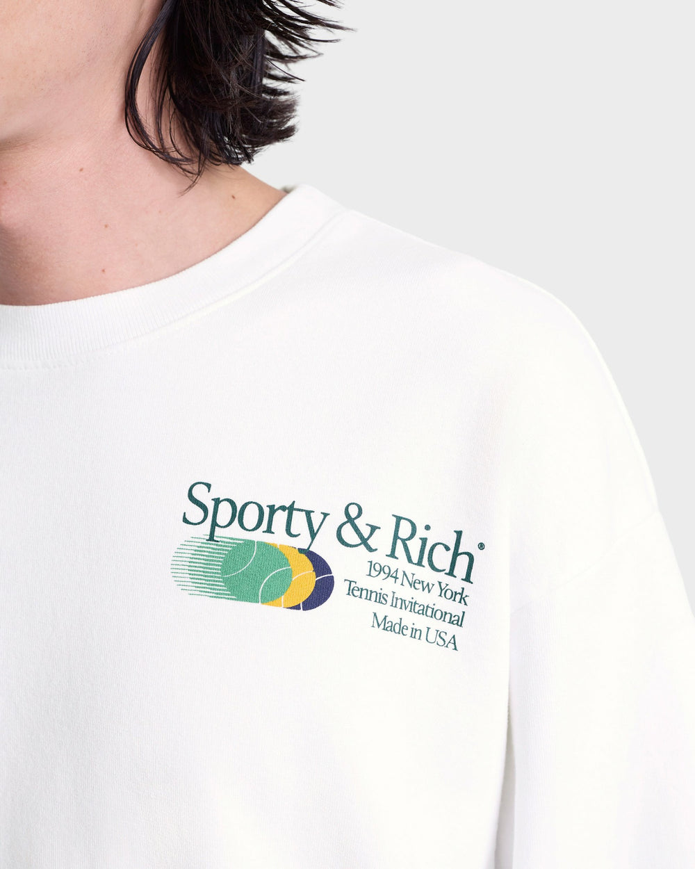 Invitational Crewneck - White/Forest Sporty & Rich Sale
