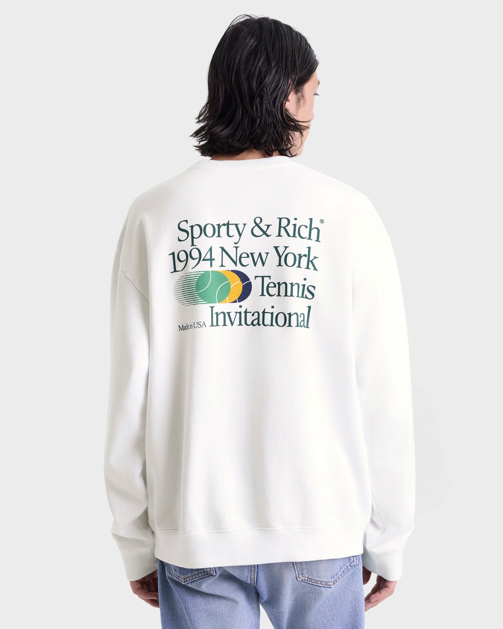 Invitational Crewneck - White/Forest Sporty & Rich Sale