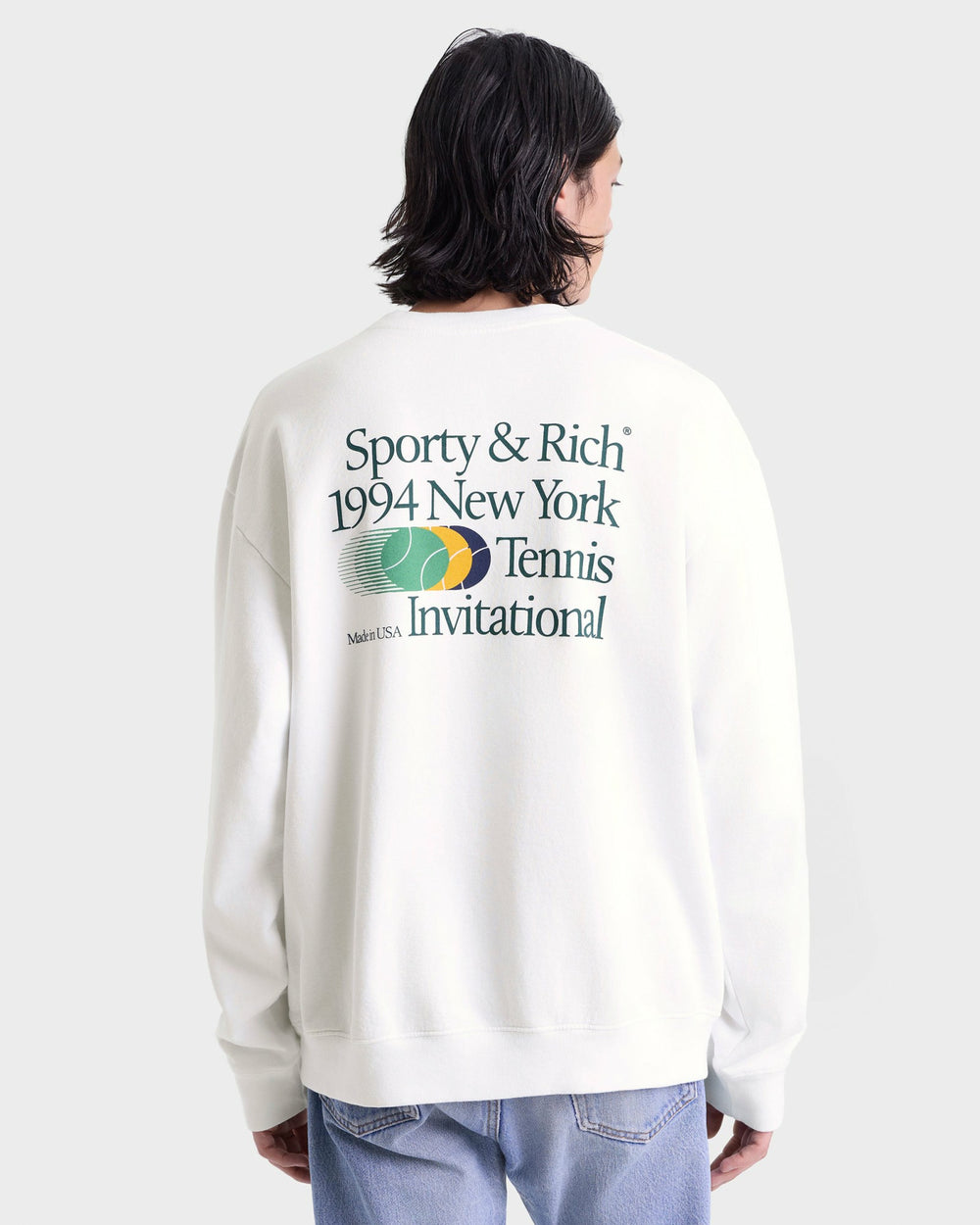 Invitational Crewneck - White/Forest Sporty & Rich Sale