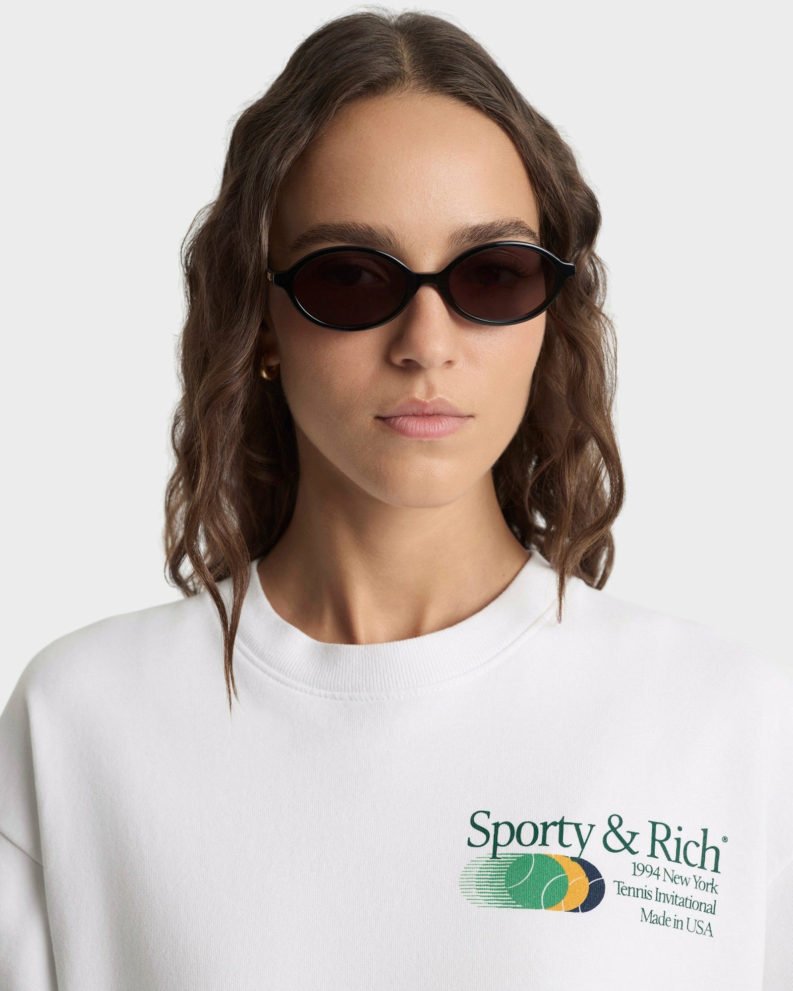 Invitational Crewneck - White/Forest Sporty & Rich Sale
