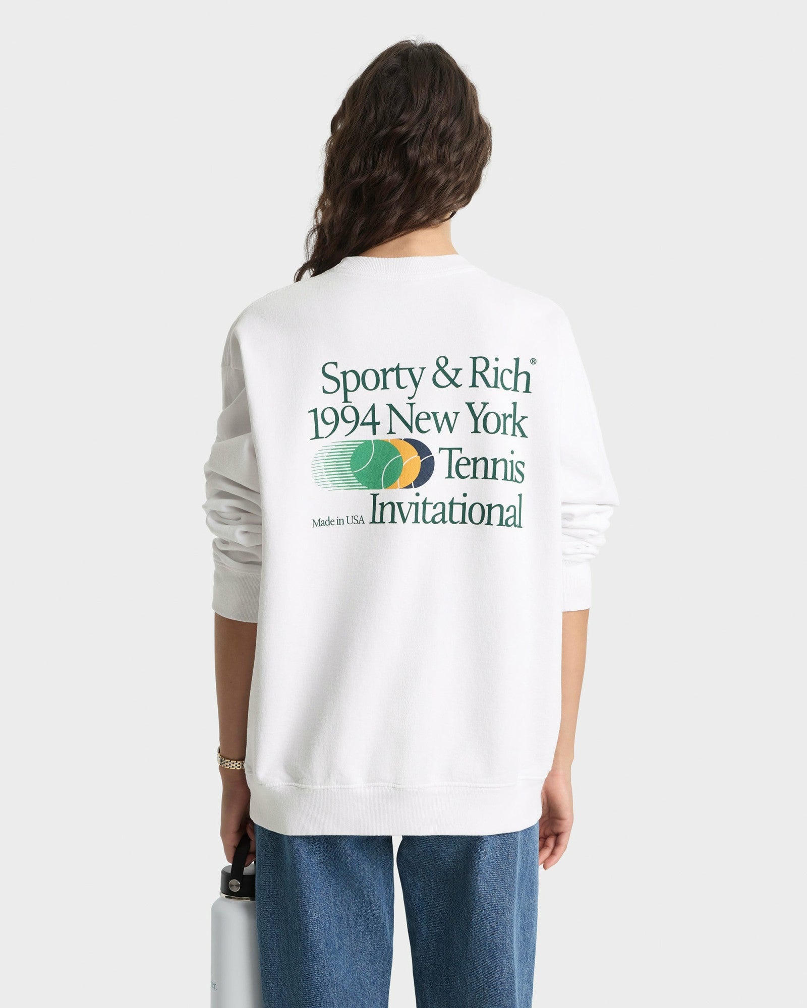 Invitational Crewneck - White/Forest Sporty & Rich Sale