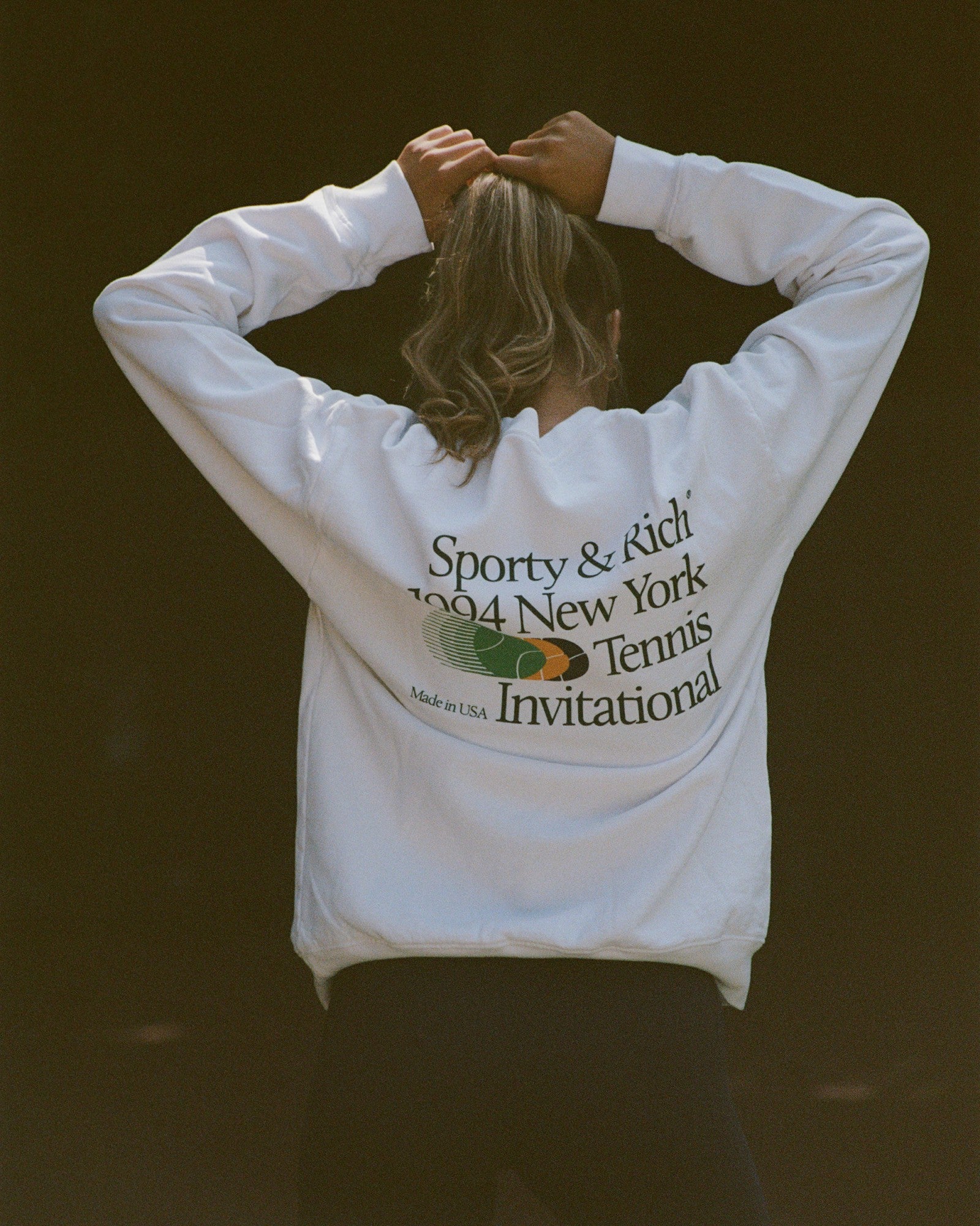 Invitational Crewneck - White/Forest Sporty & Rich Sale