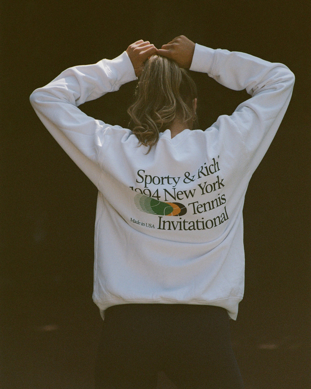 Invitational Crewneck - White/Forest Sporty & Rich Sale