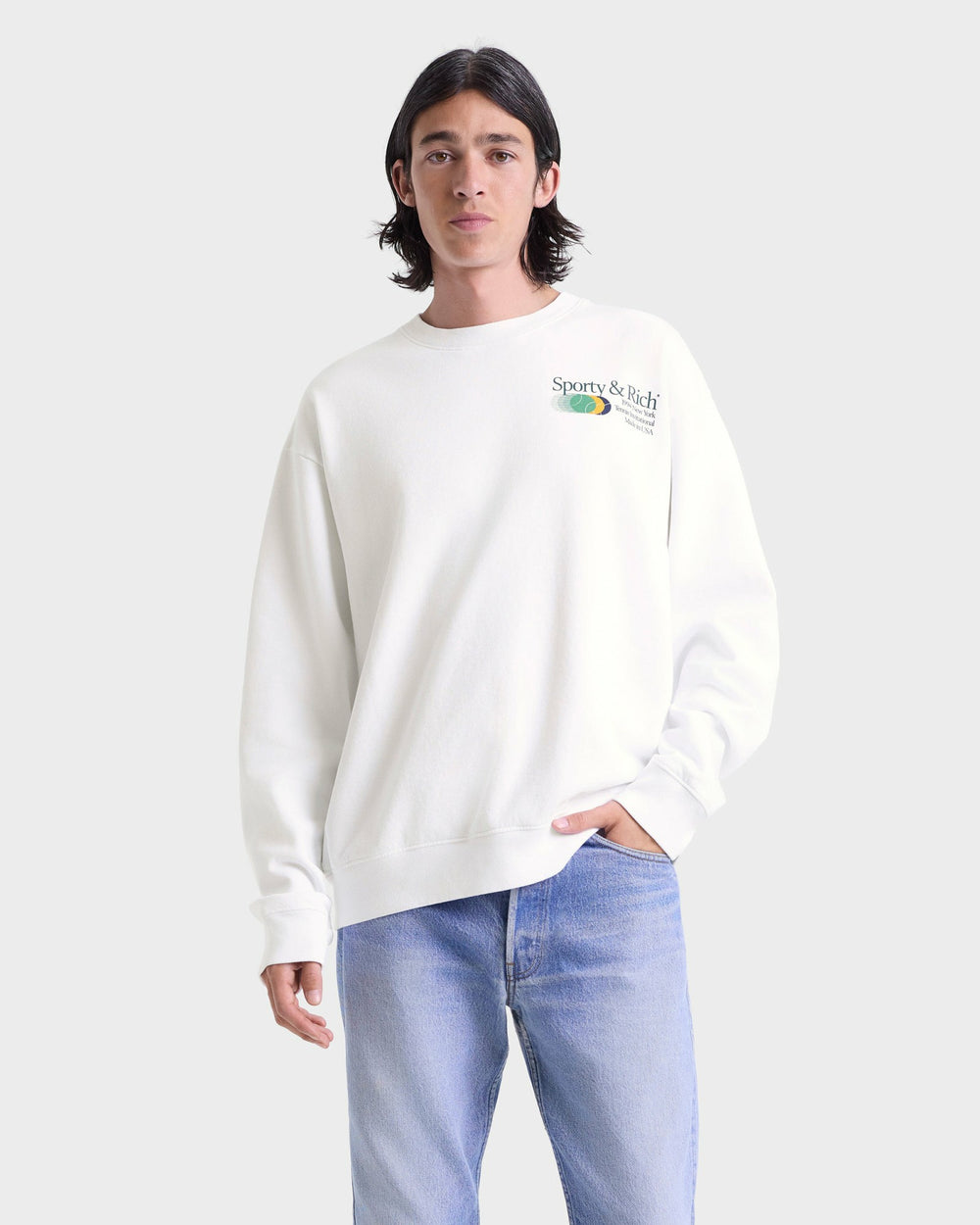 Invitational Crewneck - White/Forest Sporty & Rich Sale