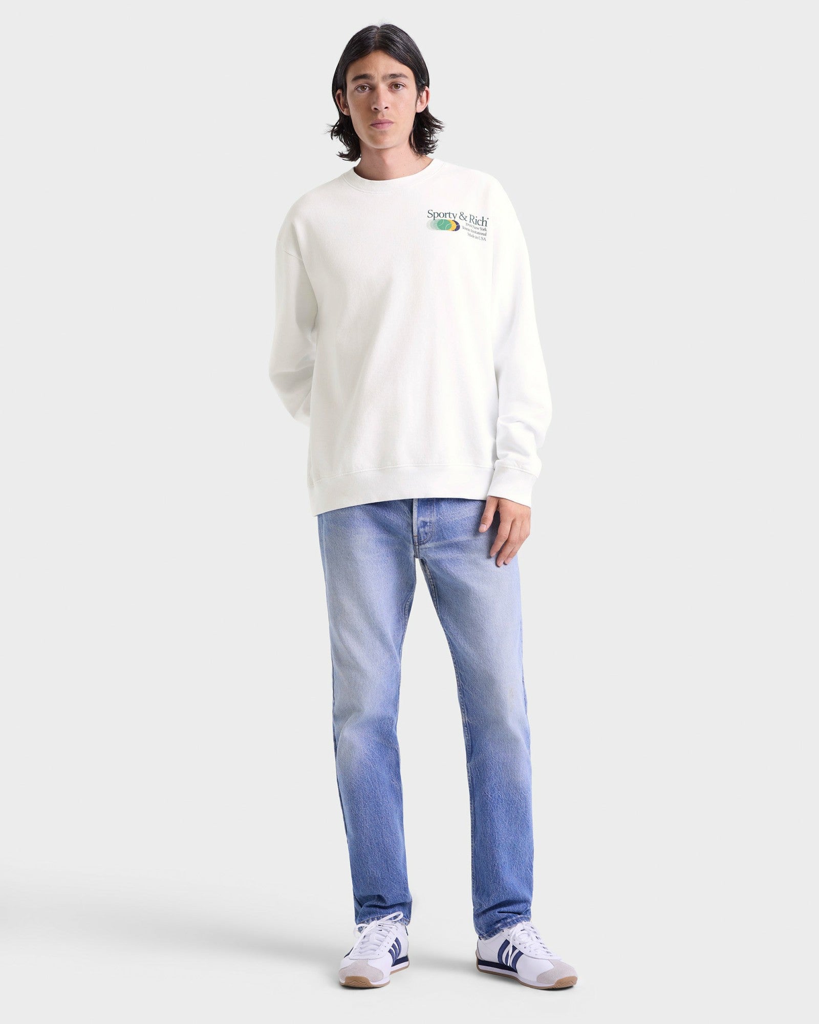 Invitational Crewneck - White/Forest Sporty & Rich Sale