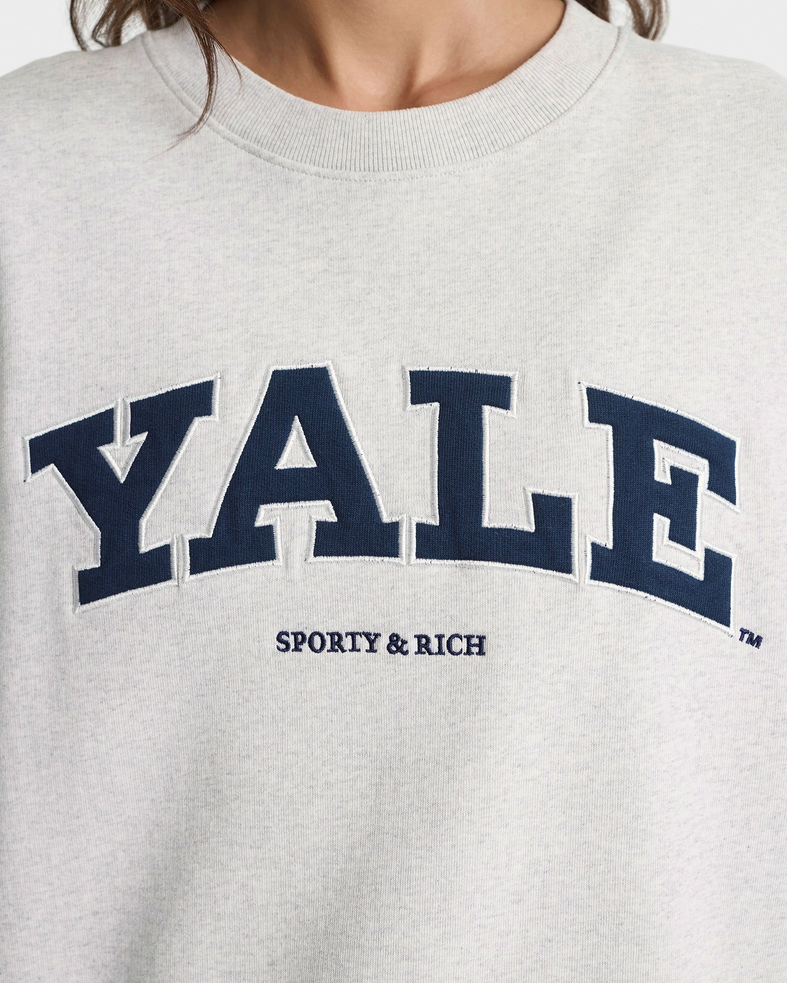 Yale Ivy Crewneck - Heather Gray/Navy Sporty & Rich Discount