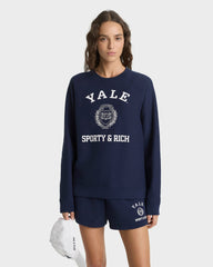 Veritas Soft Crewneck - Navy/White Sporty & Rich For Sale