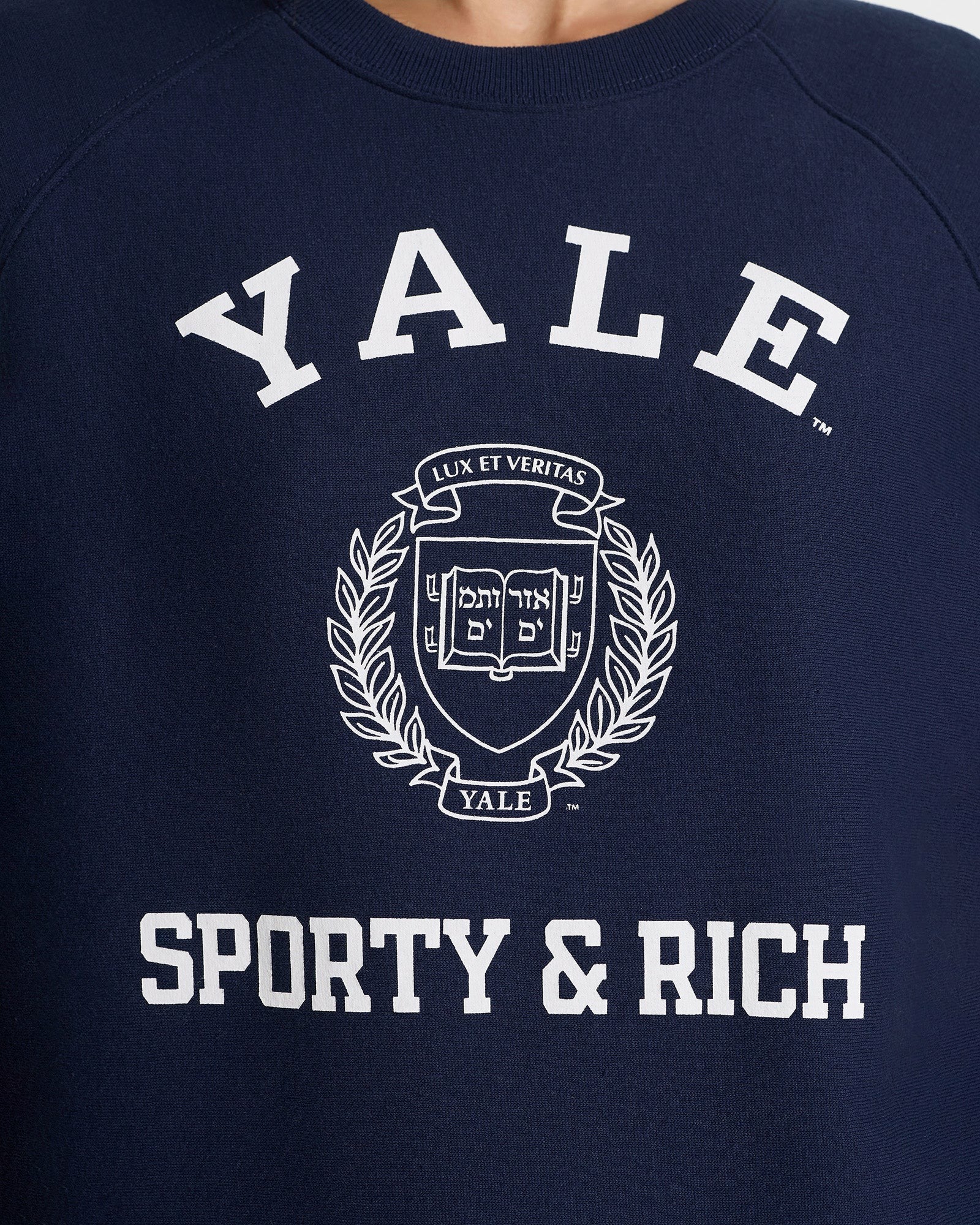 Veritas Soft Crewneck - Navy/White Sporty & Rich For Sale