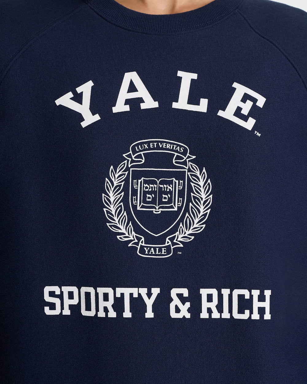 Veritas Soft Crewneck - Navy/White Sporty & Rich For Sale