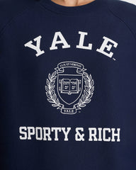 Veritas Soft Crewneck - Navy/White Sporty & Rich For Sale