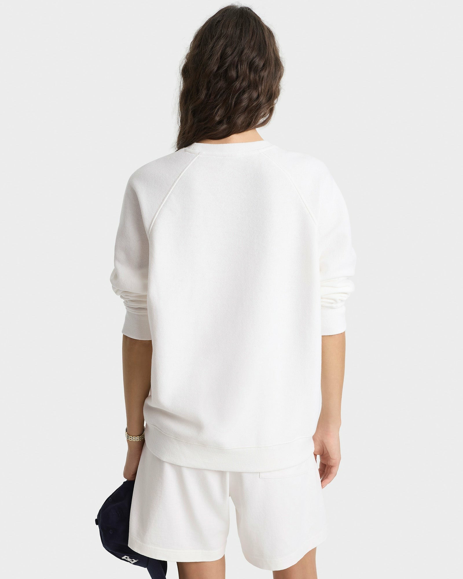 Veritas Soft Crewneck - White/Navy Sporty & Rich Outlet