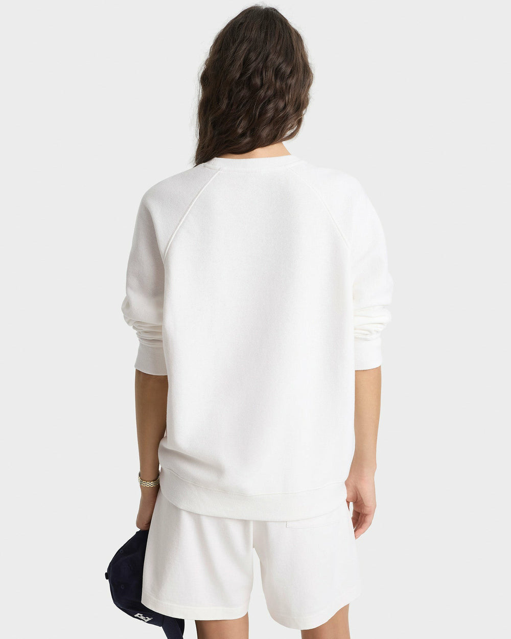 Veritas Soft Crewneck - White/Navy Sporty & Rich Outlet