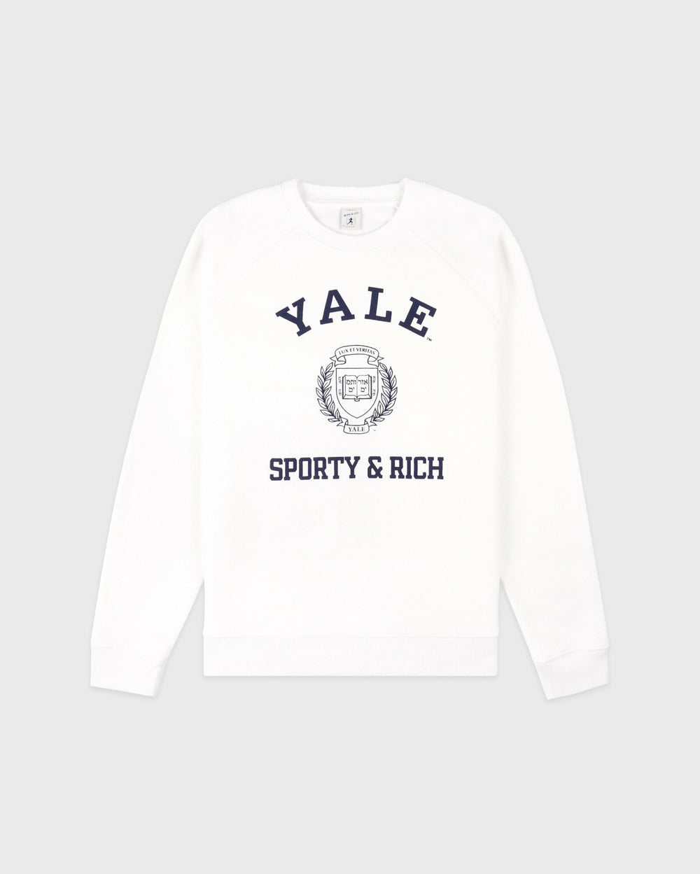 Veritas Soft Crewneck - White/Navy Sporty & Rich Outlet