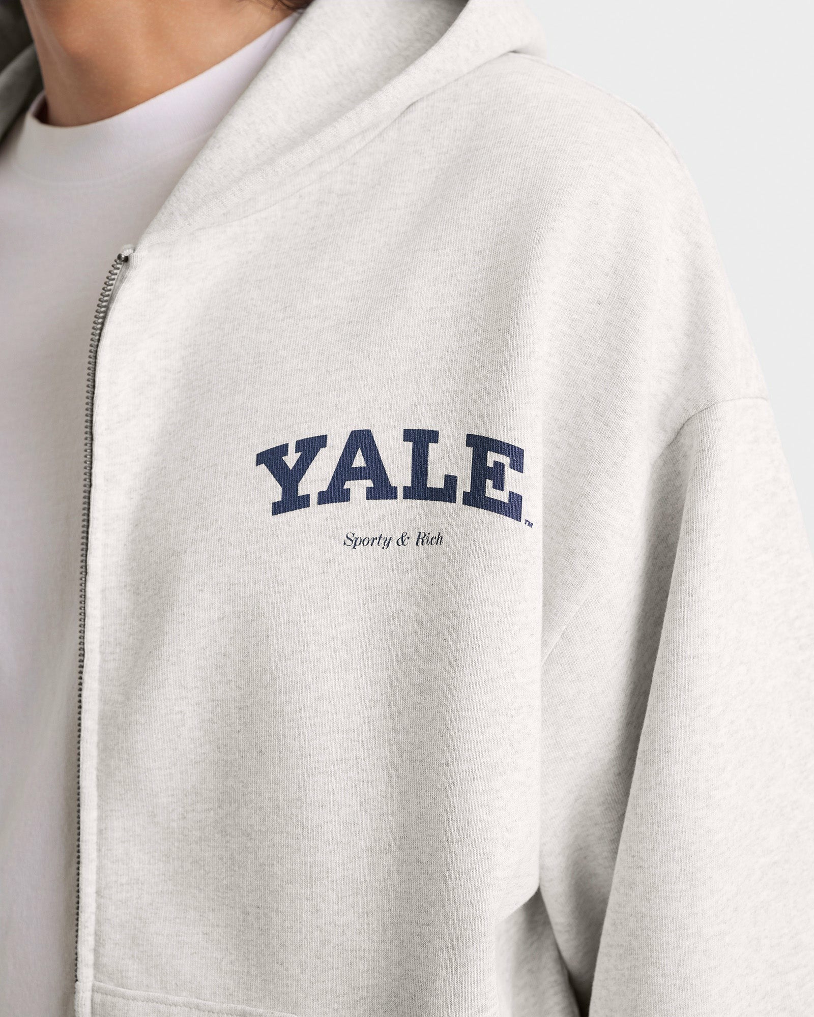 Yale Classic Zip Hoodie - Heather Gray/Navy Sporty & Rich US
