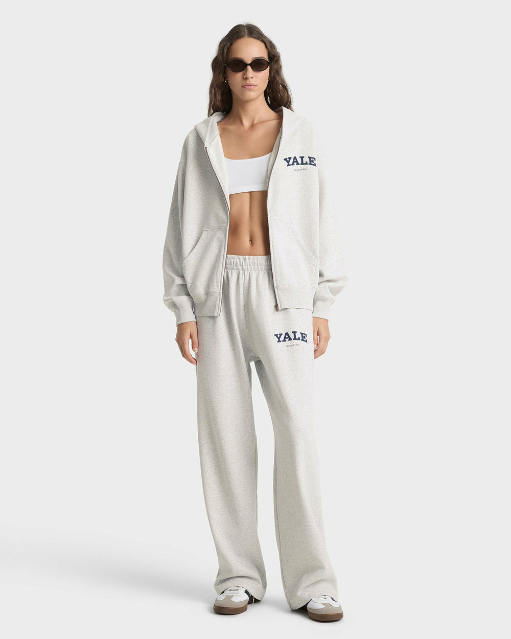 Yale Classic Zip Hoodie - Heather Gray/Navy Sporty & Rich US