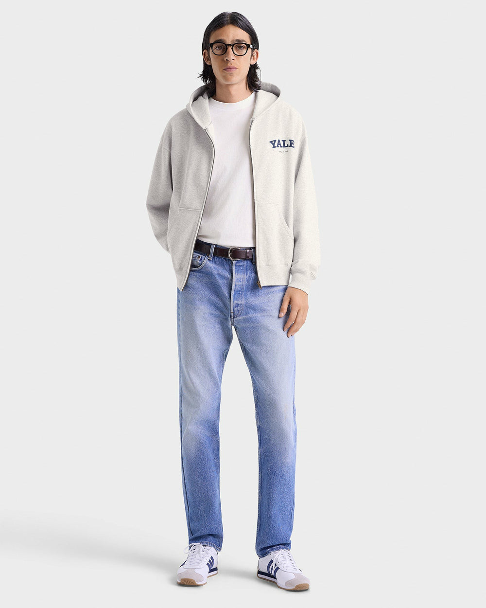 Yale Classic Zip Hoodie - Heather Gray/Navy Sporty & Rich US