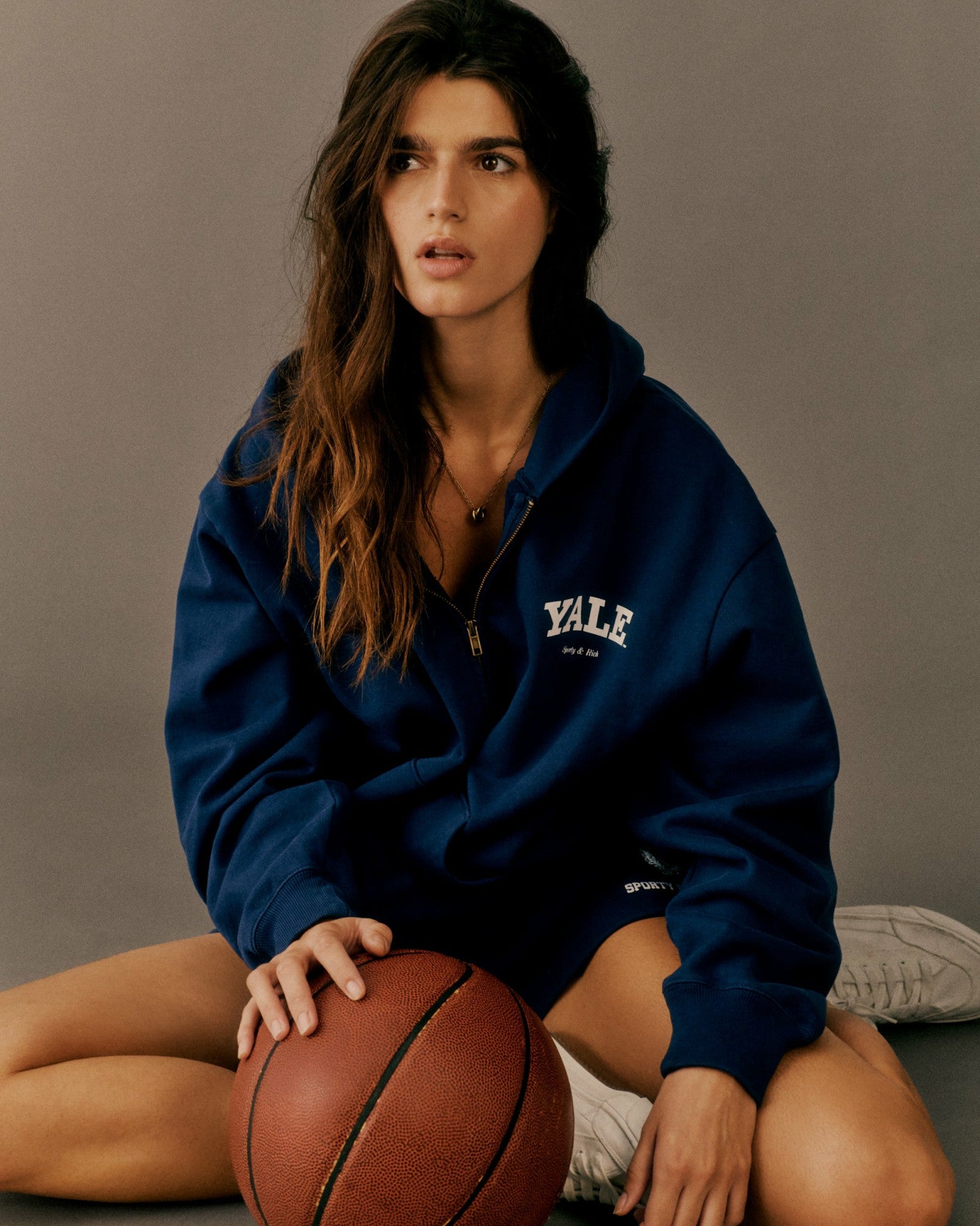 Yale Classic Zip Hoodie - Navy/White Sporty & Rich Sale