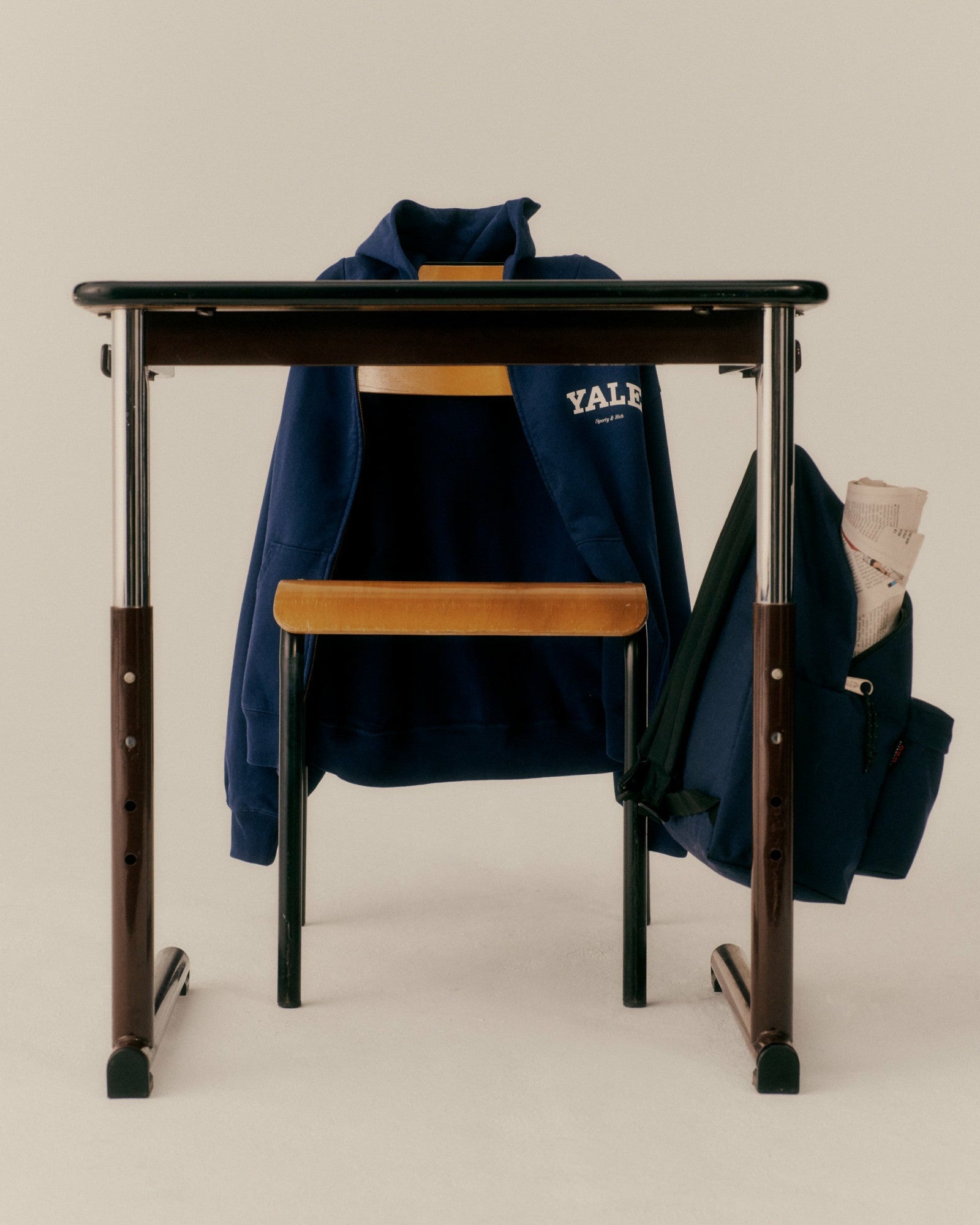 Yale Classic Zip Hoodie - Navy/White Sporty & Rich Sale