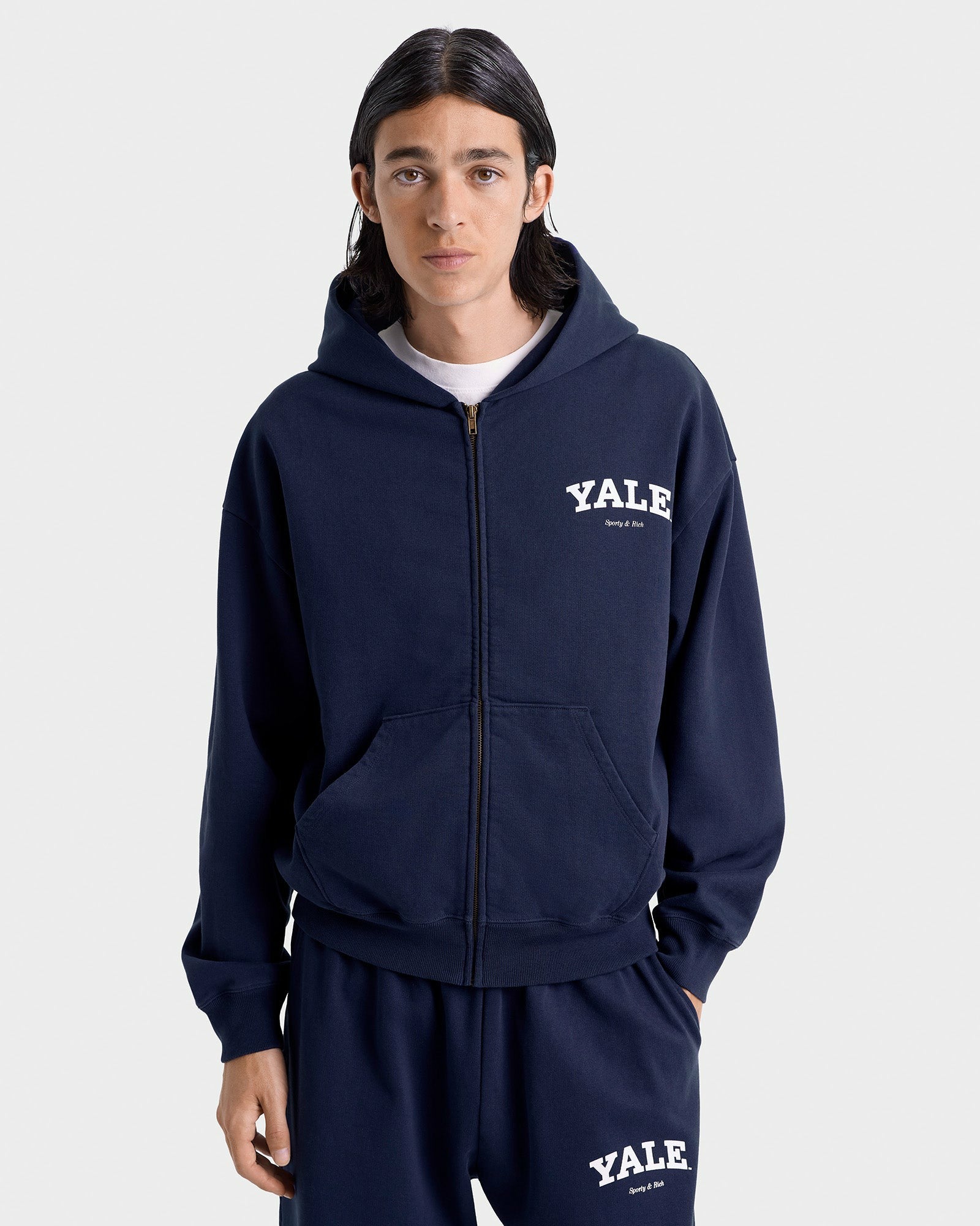 Yale Classic Zip Hoodie - Navy/White Sporty & Rich Sale