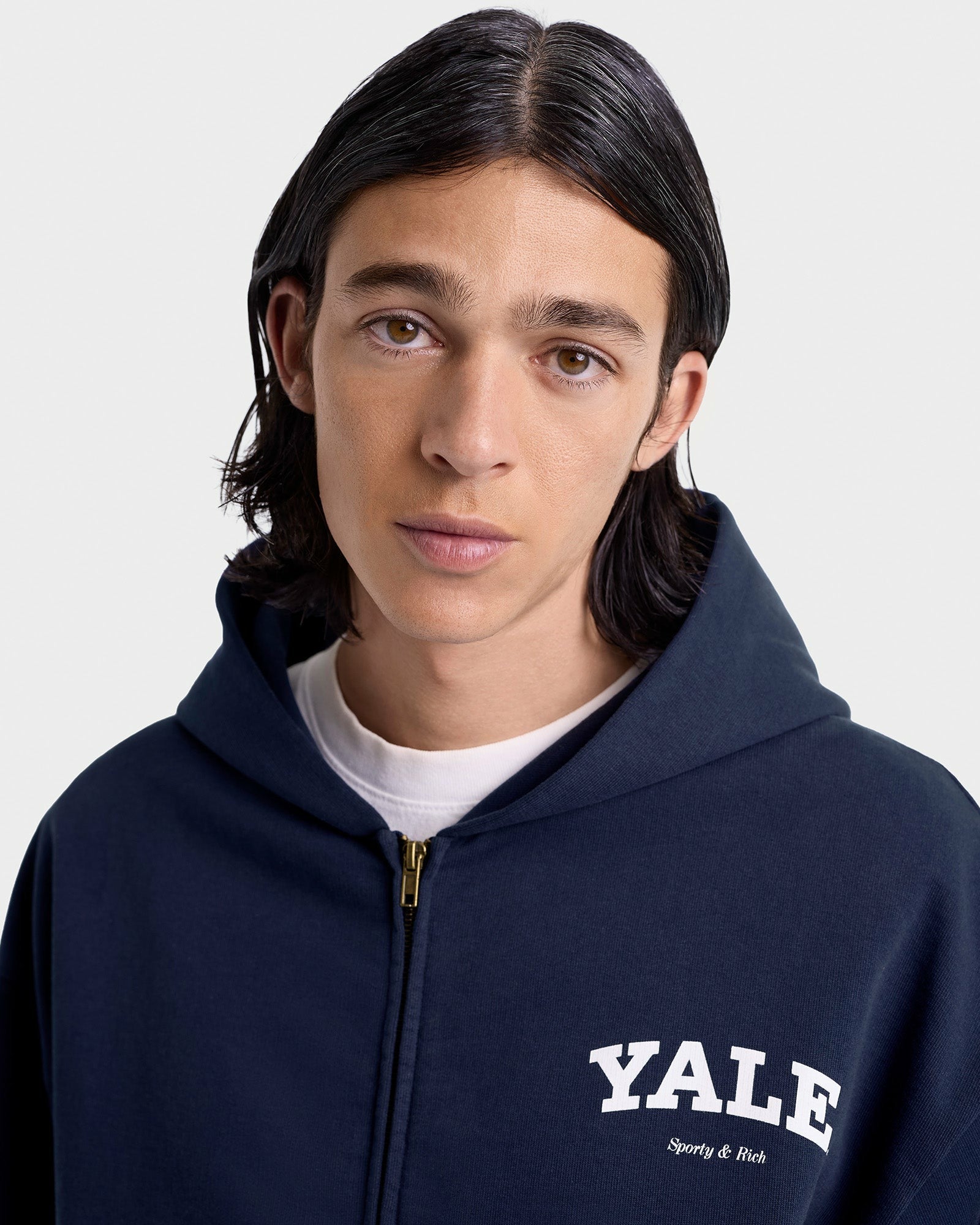 Yale Classic Zip Hoodie - Navy/White Sporty & Rich Sale