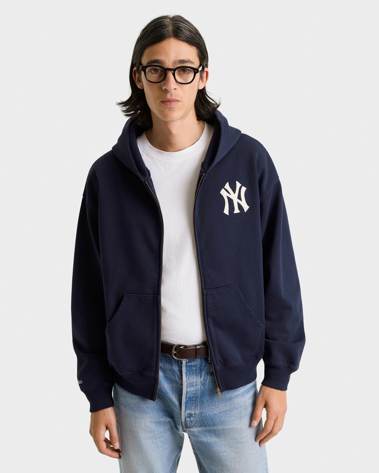 Heritage Yankees Serif Zip Hoodie - Navy/White Sporty & Rich Discount