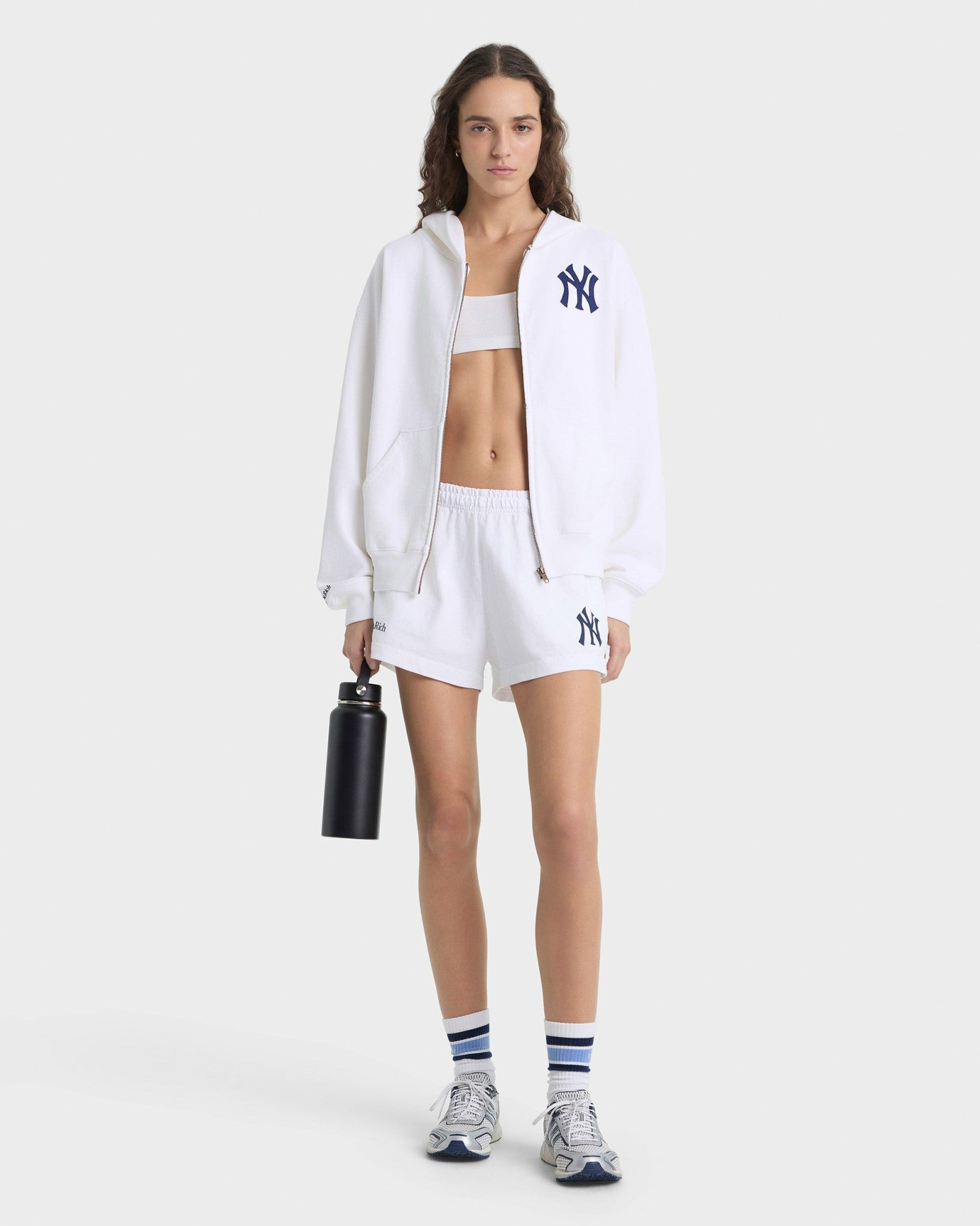 Heritage Yankees Serif Zip Hoodie - White/Navy Sporty & Rich For Sale