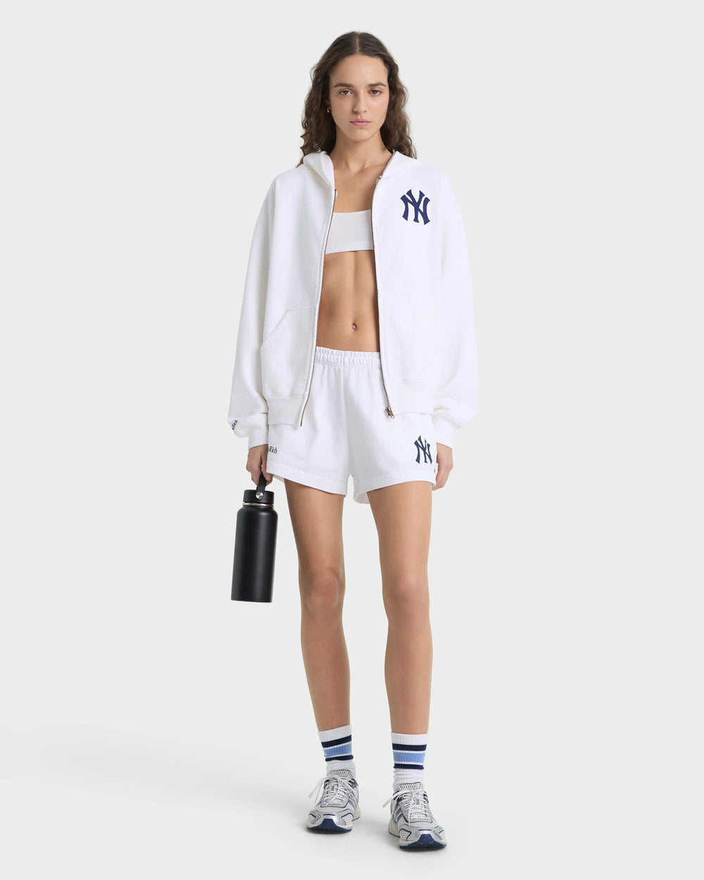 Heritage Yankees Serif Zip Hoodie - White/Navy Sporty & Rich For Sale