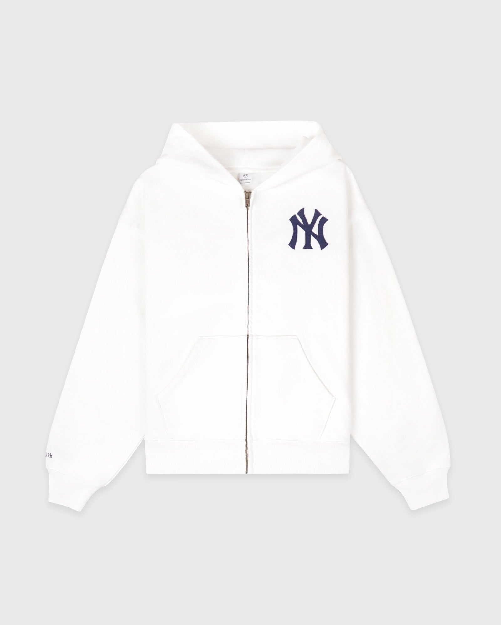 Heritage Yankees Serif Zip Hoodie - White/Navy Sporty & Rich For Sale