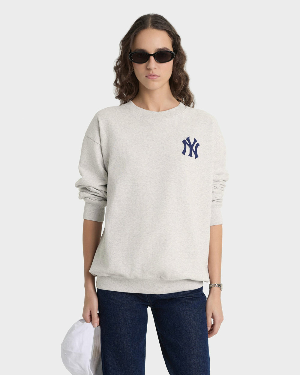 Heritage Yankees Serif Crewneck - Heather Gray/Navy Sporty & Rich Outlet