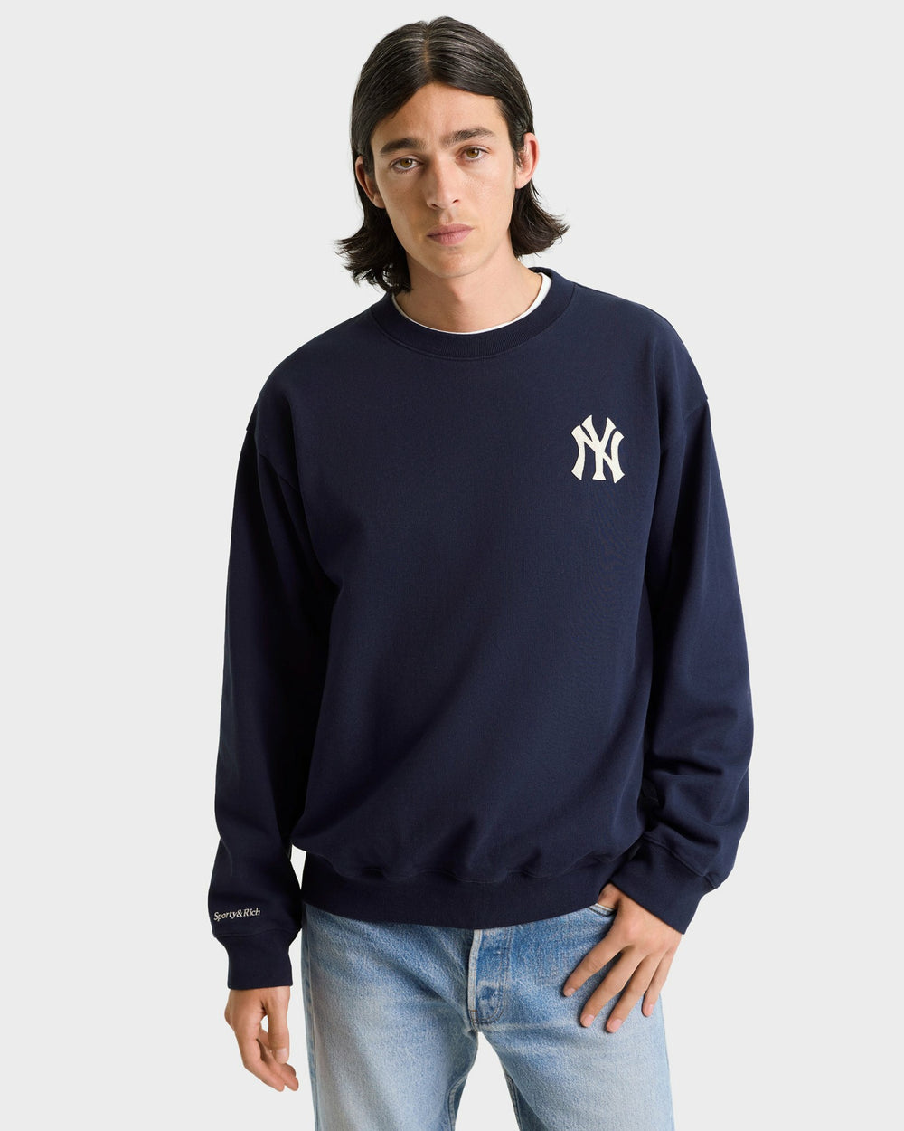 Heritage Yankees Serif Crewneck - Navy/White Sporty & Rich US