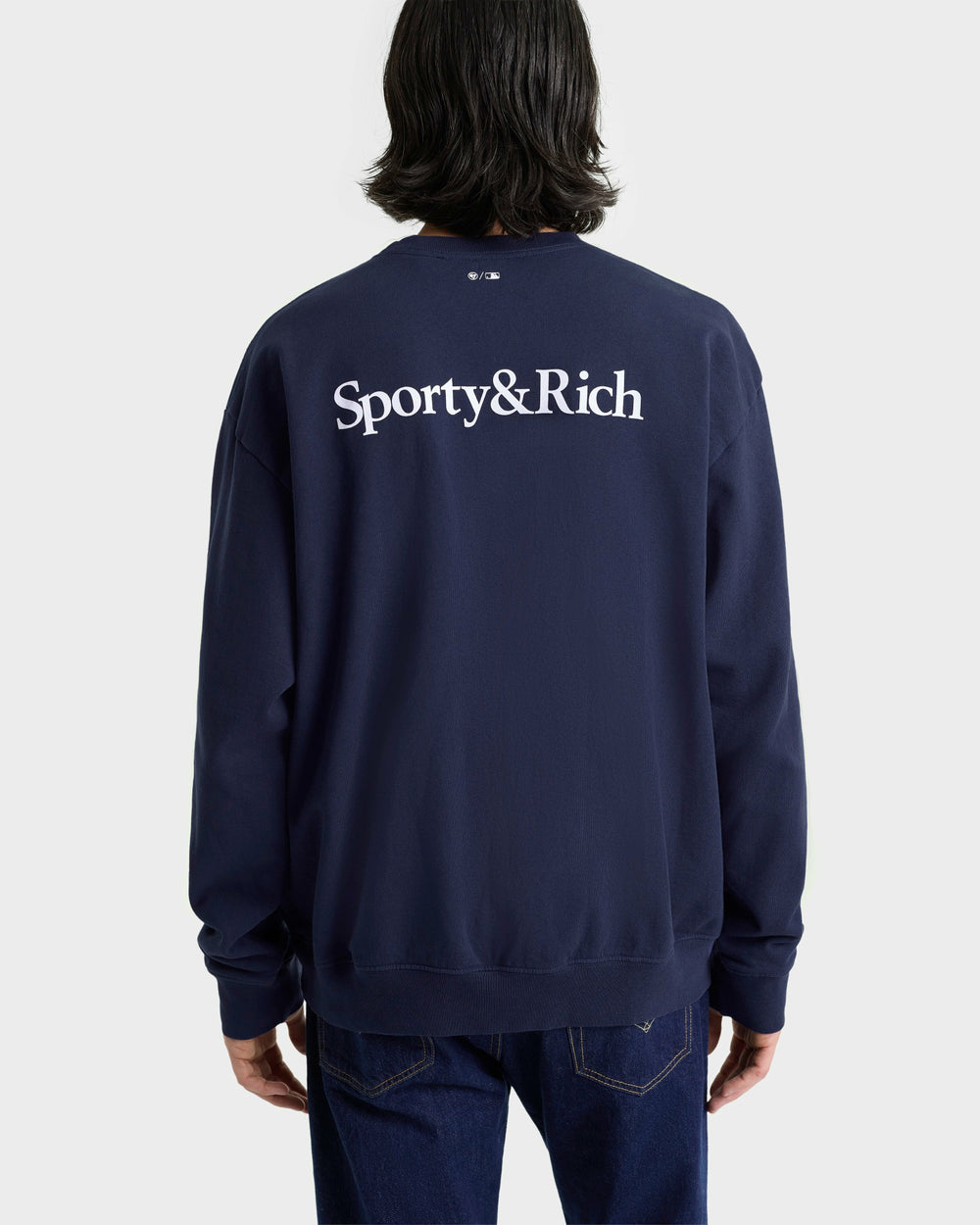 Yankees Serif Crewneck - Navy/White Sporty & Rich Sale