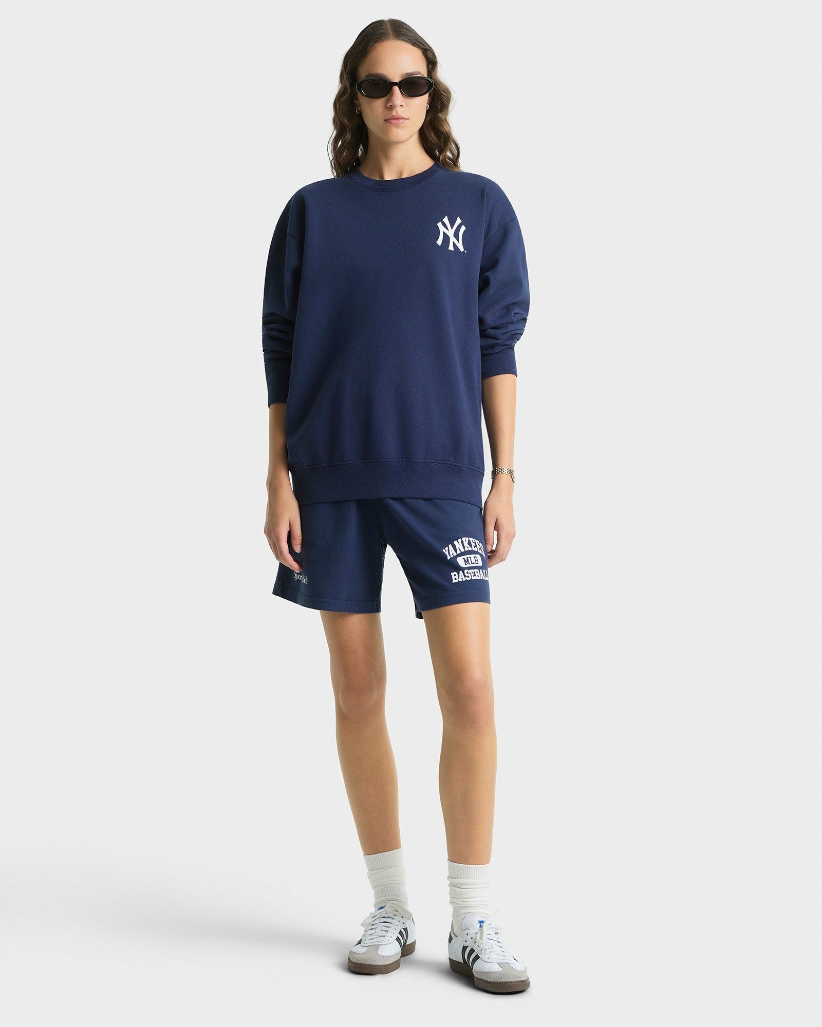 Yankees Serif Crewneck - Navy/White Sporty & Rich Sale