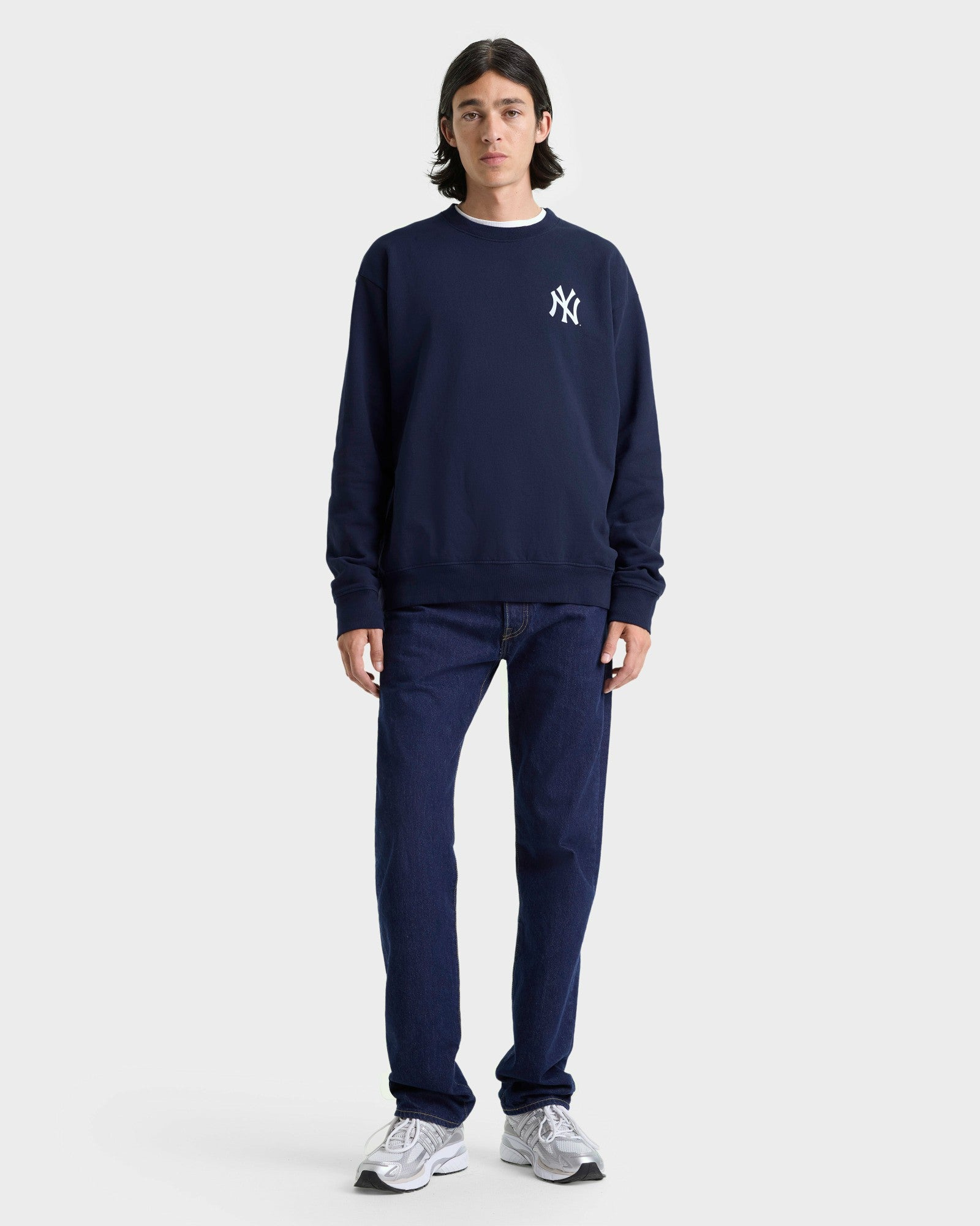 Yankees Serif Crewneck - Navy/White Sporty & Rich Sale