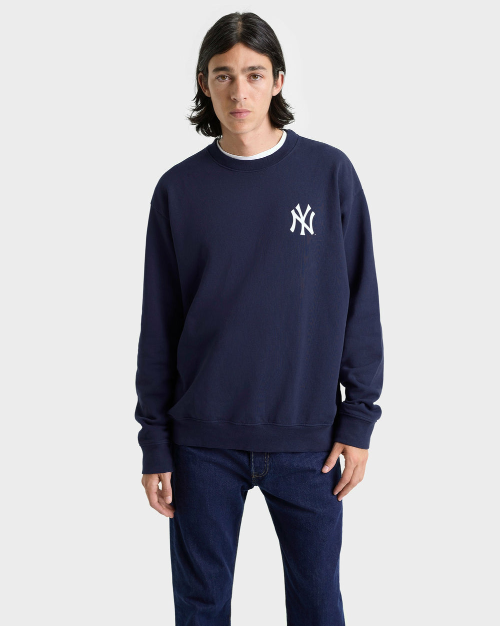 Yankees Serif Crewneck - Navy/White Sporty & Rich Sale