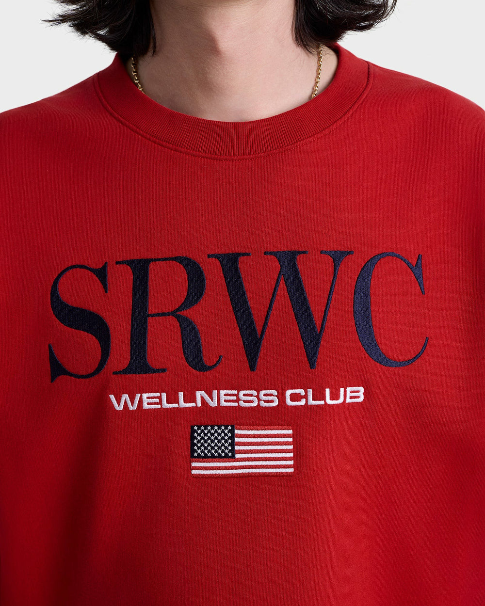 Nautical Embroidered Crewneck - Ruby/Navy Sporty & Rich Outlet