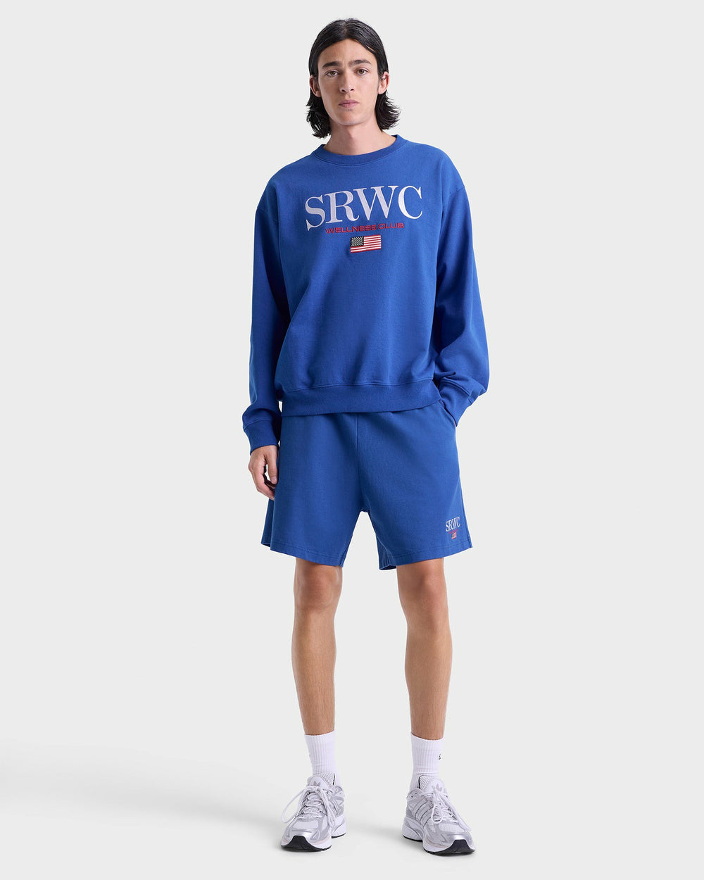 Nautical Embroidered Crewneck - Team Blue/White Sporty & Rich Sale
