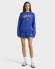 Nautical Embroidered Crewneck - Team Blue/White Sporty & Rich Sale