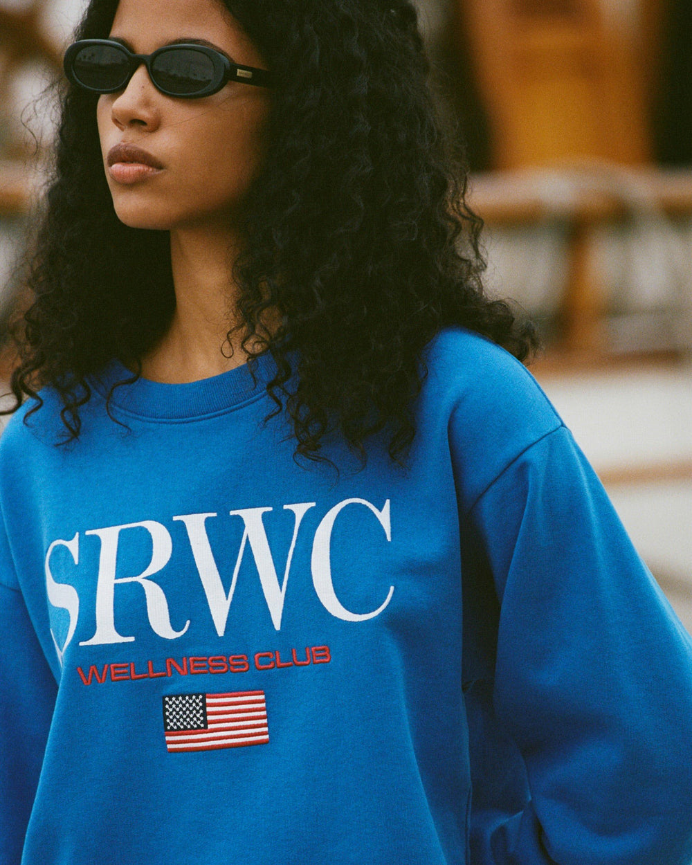 Nautical Embroidered Crewneck - Team Blue/White Sporty & Rich Sale