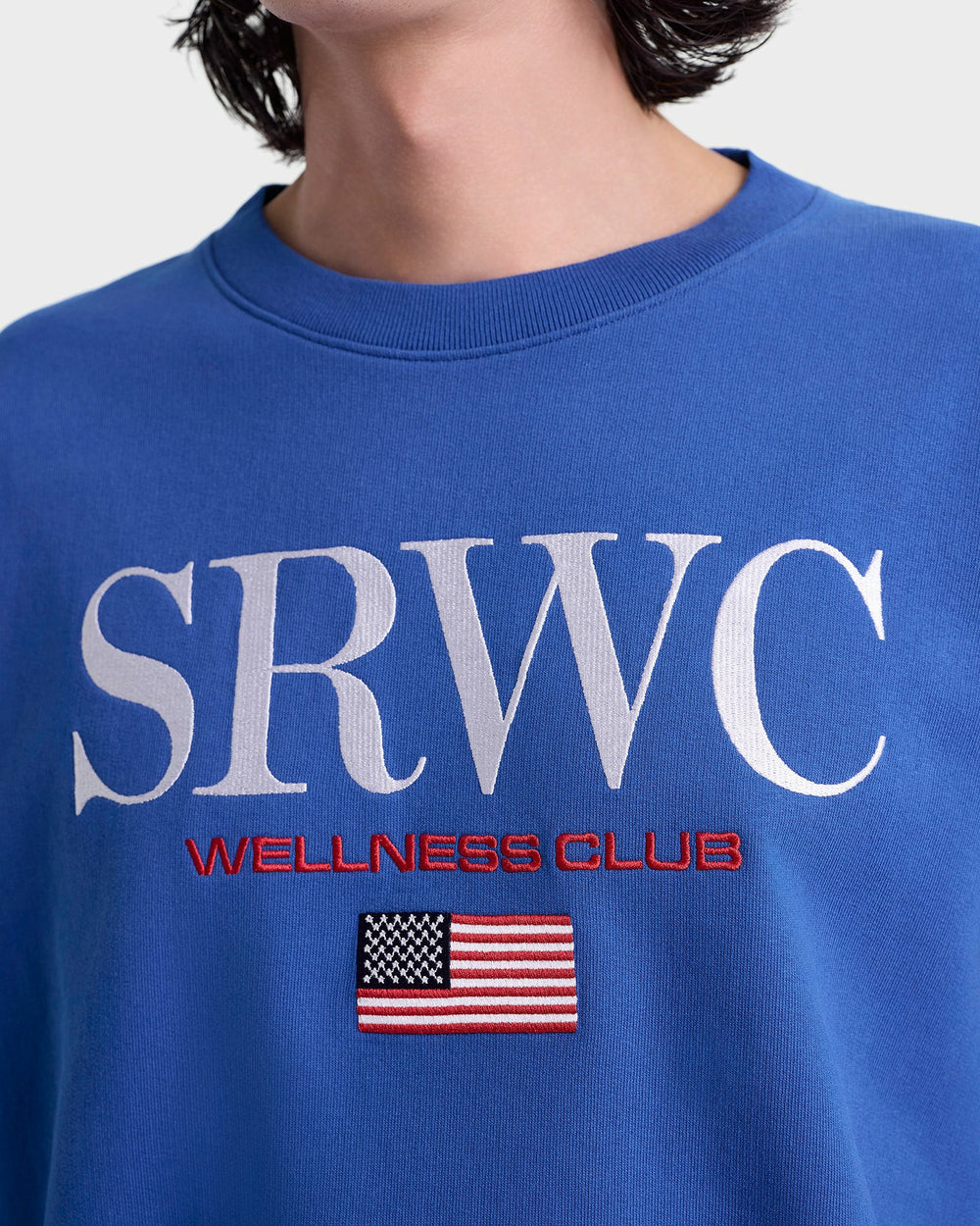 Nautical Embroidered Crewneck - Team Blue/White Sporty & Rich Sale