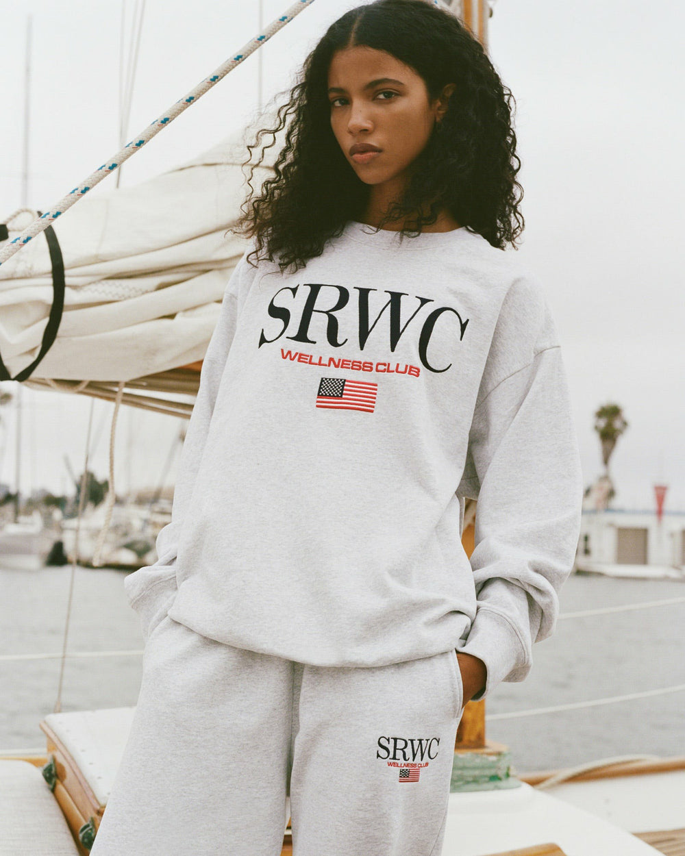 Nautical Embroidered Crewneck - Heather Gray Sporty & Rich Online