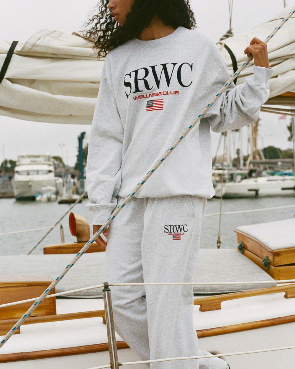 Nautical Embroidered Crewneck - Heather Gray Sporty & Rich Online