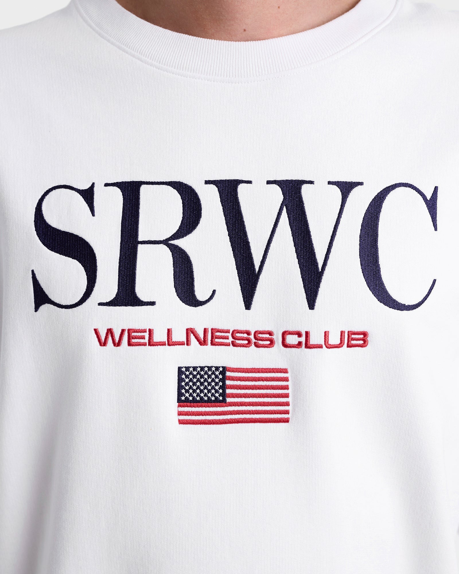 Nautical Embroidered Crewneck - White/Navy/Ruby Sporty & Rich Discount