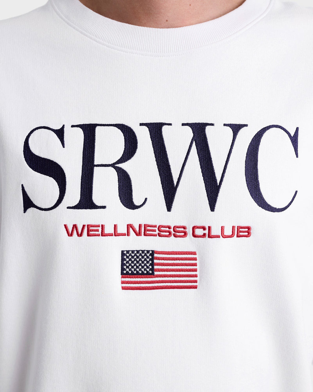 Nautical Embroidered Crewneck - White/Navy/Ruby Sporty & Rich Discount