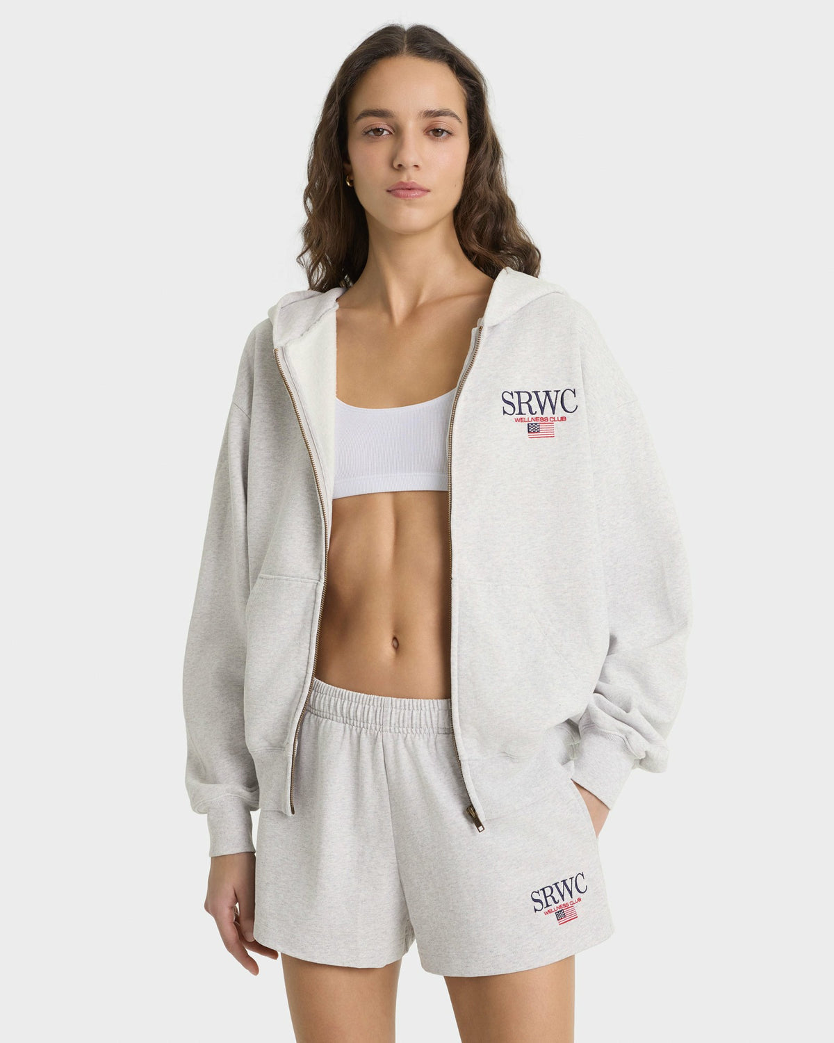 Nautical Embroidered Zip Hoodie - Heather Gray/Navy Sporty & Rich Outlet